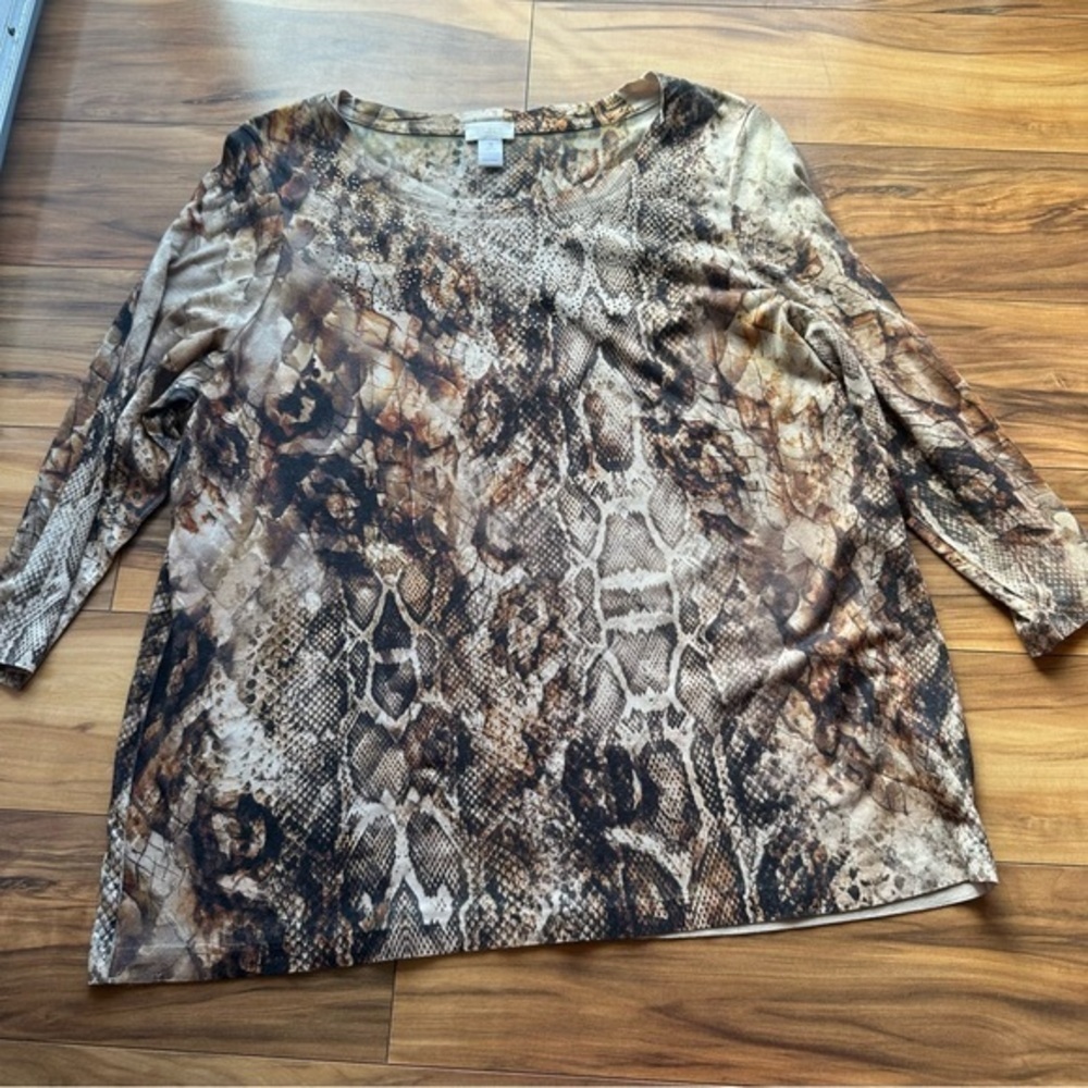 Chico’s animal print 3/4 sleeve top XL